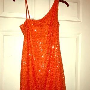 Sequined Mini, one shoulder